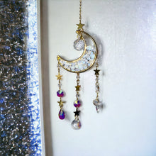 Load image into Gallery viewer, Crescent Moon &amp; Stars Suncatcher
