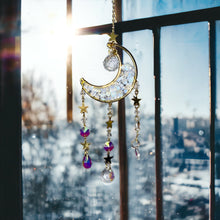 Load image into Gallery viewer, Crescent Moon &amp; Stars Suncatcher
